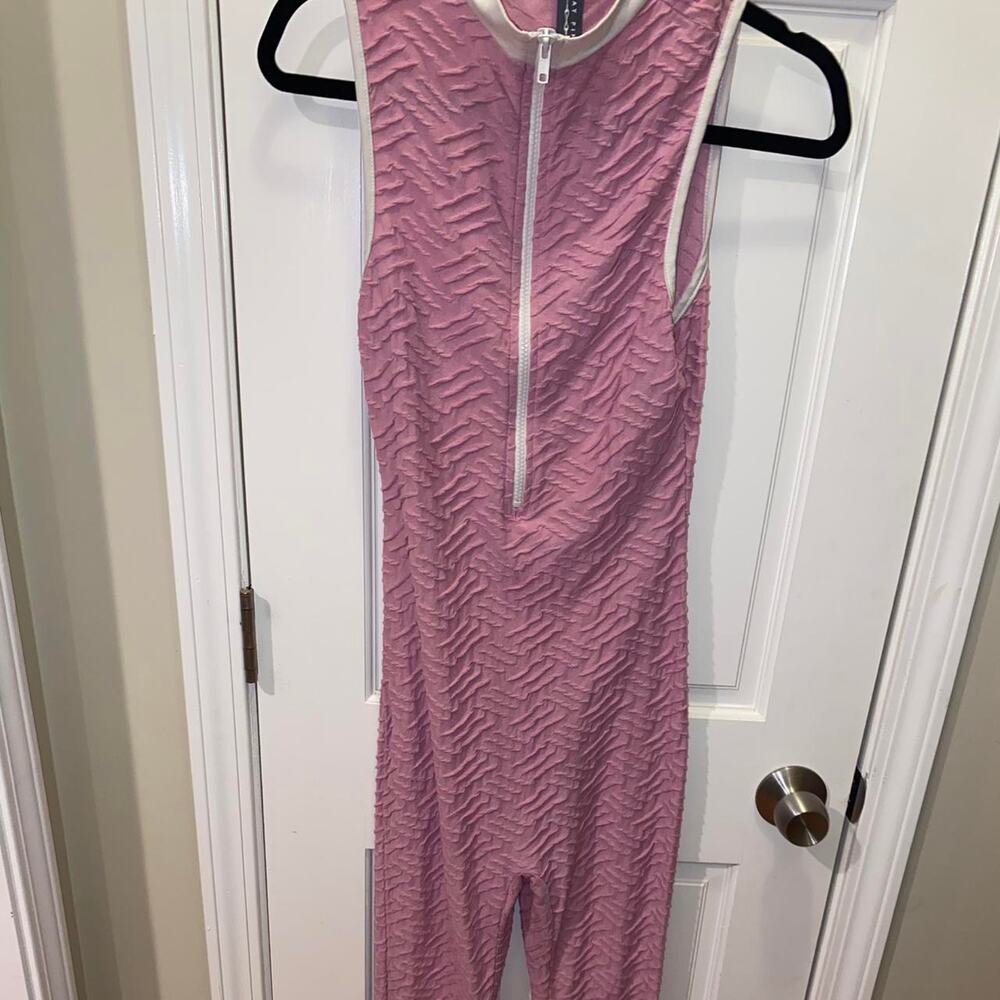 Pink and white sporty jumpsuit